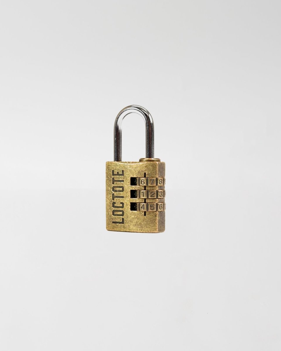Loctote | 3 - Digit Brass Combination Padlock | Anti - theft & secure bags