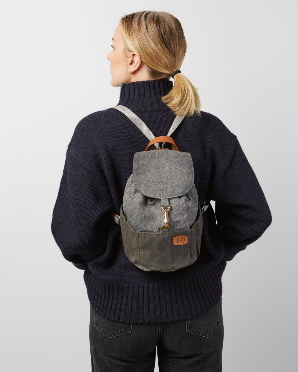 Loctote | Heritage Mini Cinch Backpack - Vintage Grey | Anti - theft & secure bags