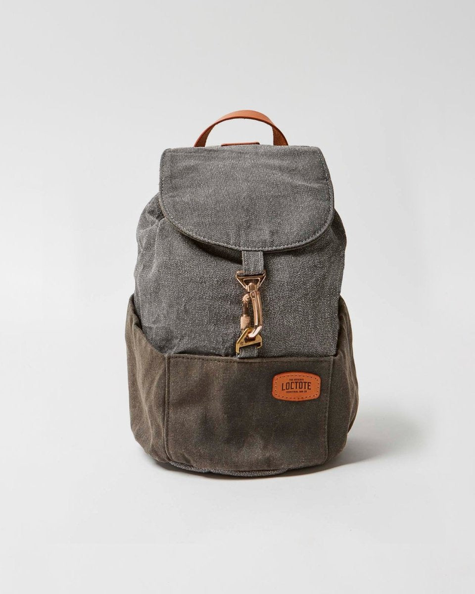 Loctote Heritage Mini Cinch Backpack Vintage Grey Anti theft secure bags